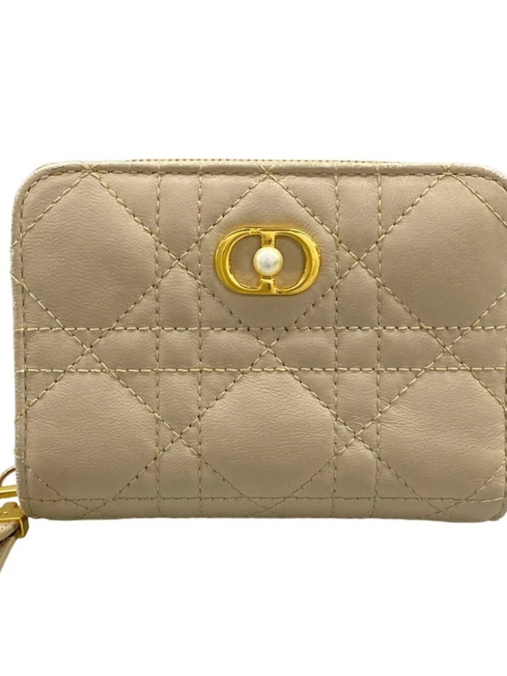 DIOR/ChristianDior Dior Caro Beige Leather Bifold Wallet - Picture 1 of 8